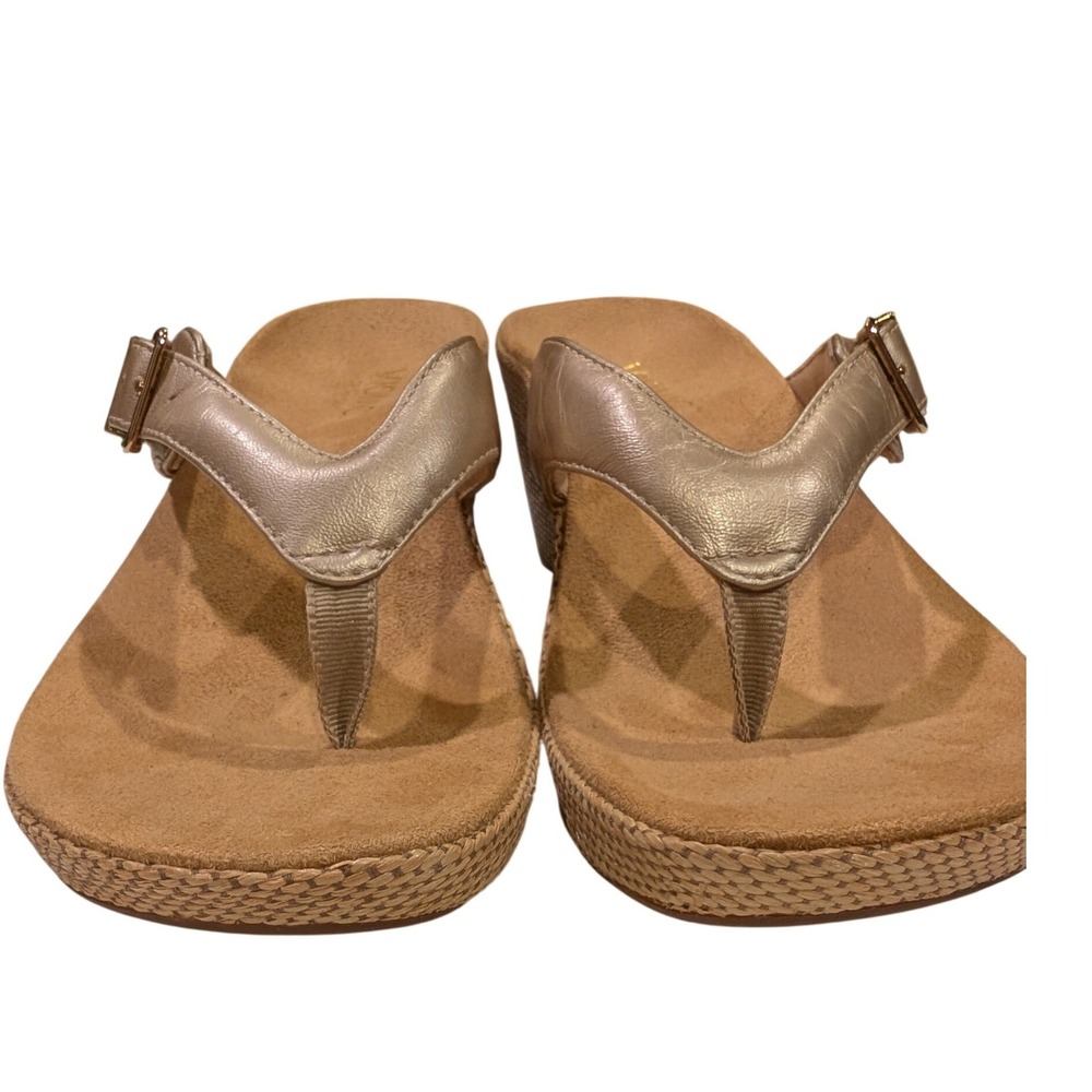 Vionic Polina Orthaheel Champagne Gold Metallic Wedge Sandals Womens 8 38 - Picture 10 of 10